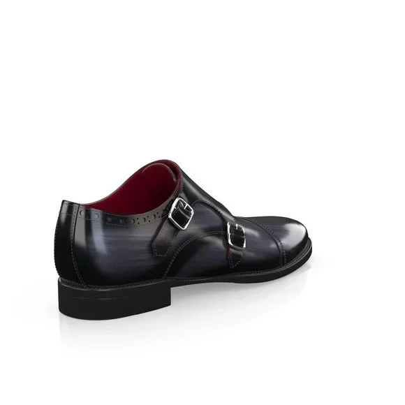 Bashwood Handmade Gray Leather Double Monk Shoes For Men Men main image 2